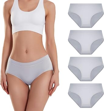 SERISIMPLE Viscose Bamboo Women Luxury Underwear Silky Comfy Ultra Soft Briefs Stretch High&Mid Waist Panties 4 pack
