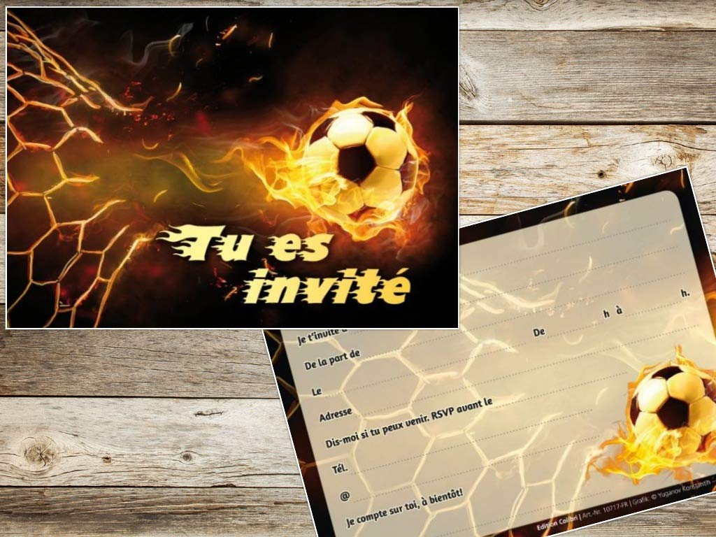 Edition Colibri Lot De 10 Cartes Invitation Anniversaire Foot Enfant En Français