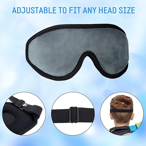 Miniatura 7 de 2 máscaras de sueño 3D para niños, máscara de ojos contorneada de espuma viscoelástica, máscara de sueño de viaje con correa ajustable, vendas 3D