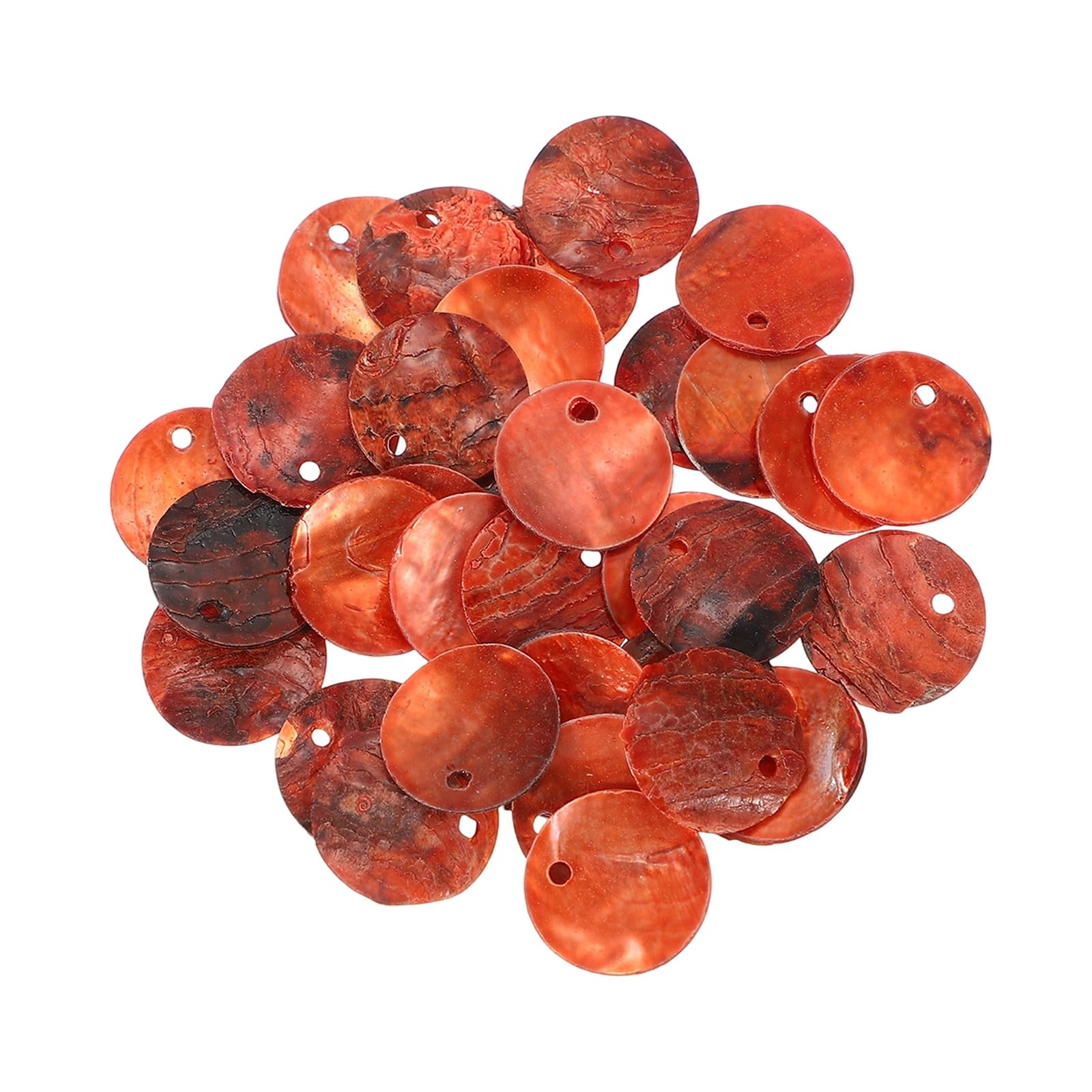 sourcing map 30Pcs Capiz Shells, 1.5cm/0.6" Round Orange Shells with a Hole for Seashell Wind Chimes Curtain Shell Garland DIY Jewelry Craft Wedding Home Decoration, Orange