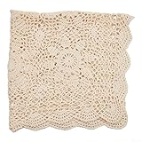 Drivstraw Mantel cuadrado para mesa de comedor, tapete de encaje de algodón con diseño floral de ganchillo hueco, decoración vintage para el hogar y cafetería, lavable a máquina, 40 cm x (beige, 60 cm