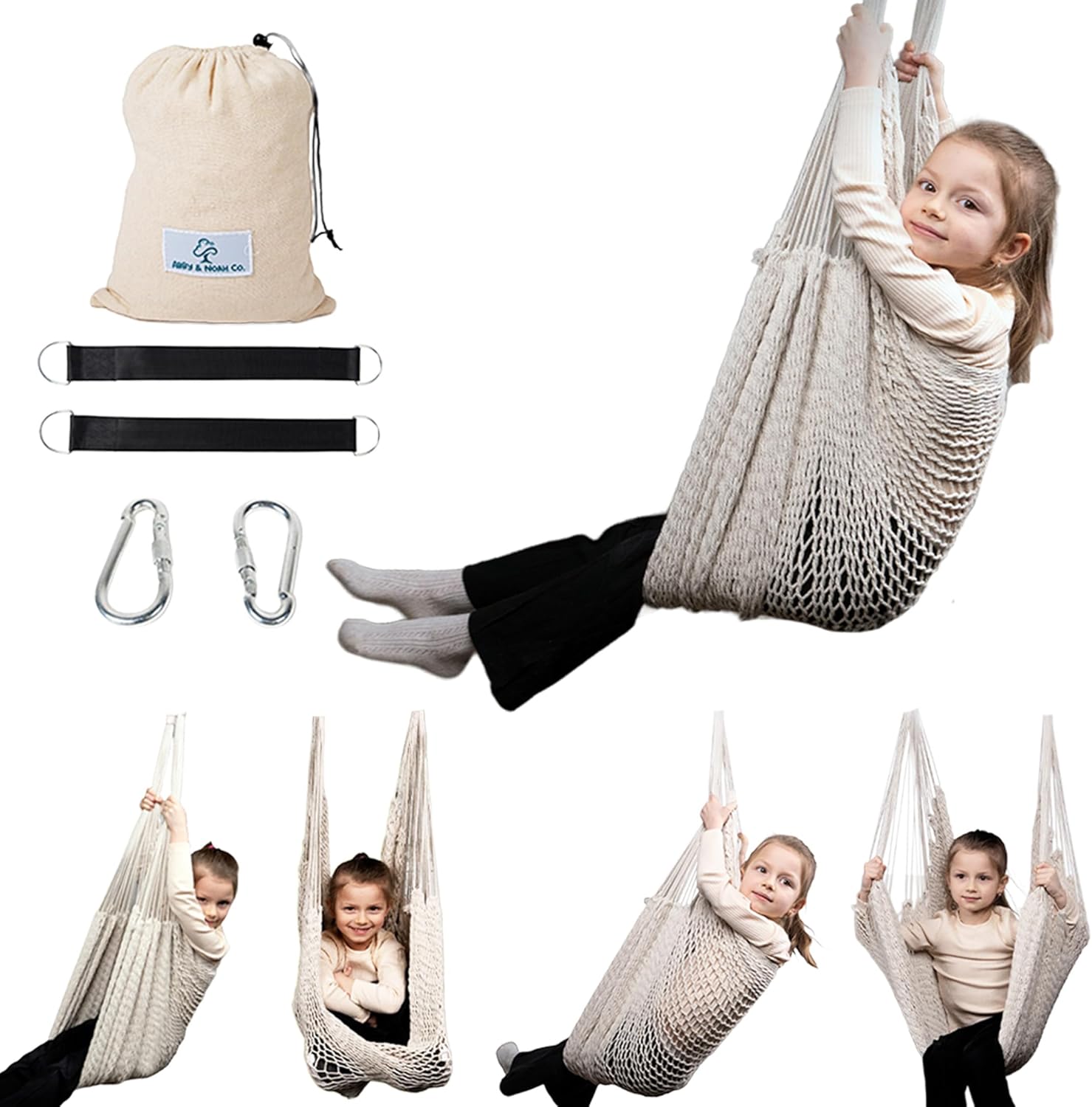 Abby & Noah Autism Sensory Swing for Kids & Adults | Indoor & Outdoor Hammock Chair | Ceiling Hanging Swing for Therapy | Holds Up-to 300Lbs | Autism Sensory Products (Medium - 48"x64")