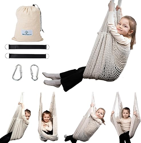 Miniatura 9 de Columpio sensorial diseñado por terapeutas para adultos y niños con TDAH, autismo, ansiedad - Silla colgante al aire libre para adultos - Columpio