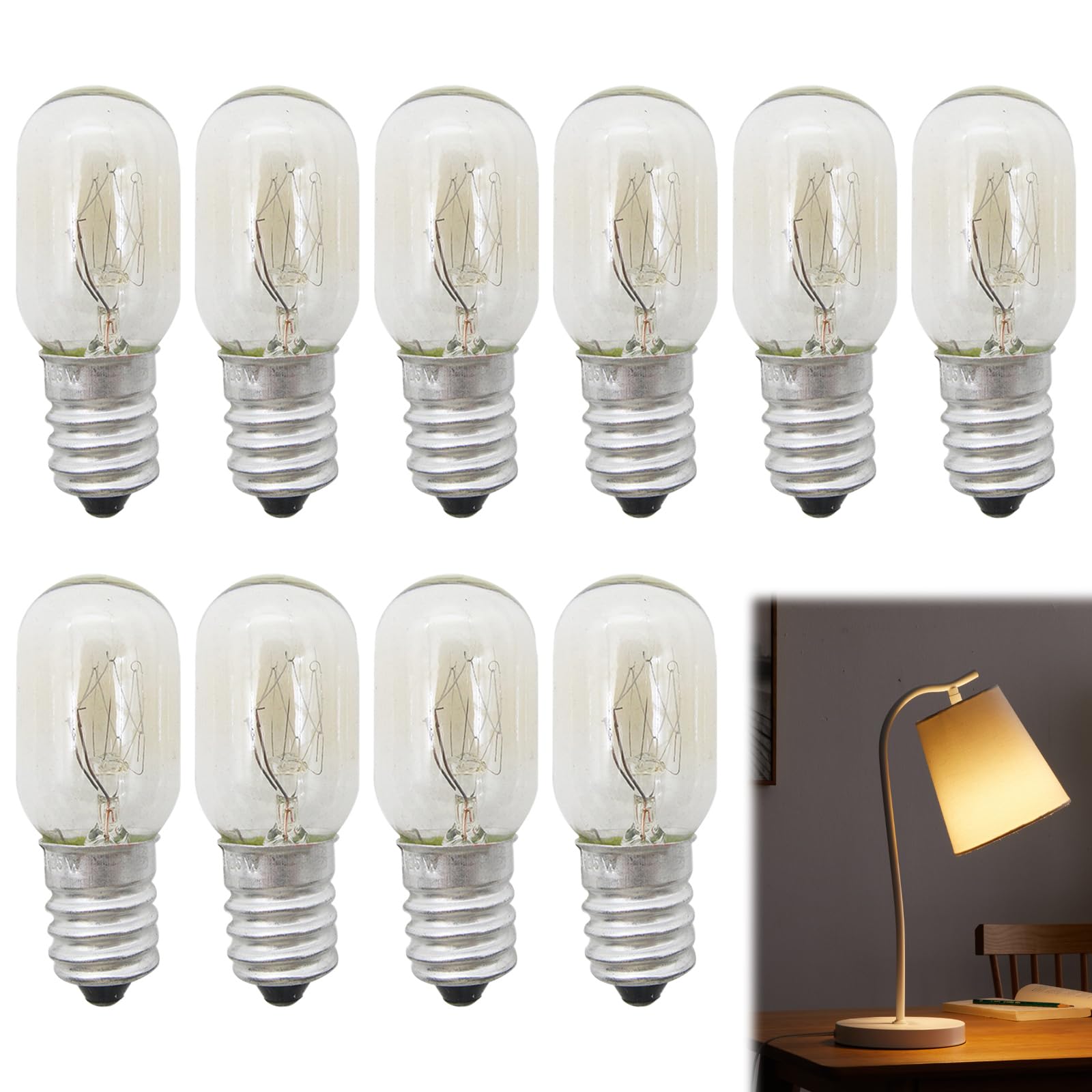 MADGININE 10-Pack 15W E27 Salt Lamp Bulb for Himalaya Salt Lamp Scentsy, Fridge, Freezer, SES Sewing Machine