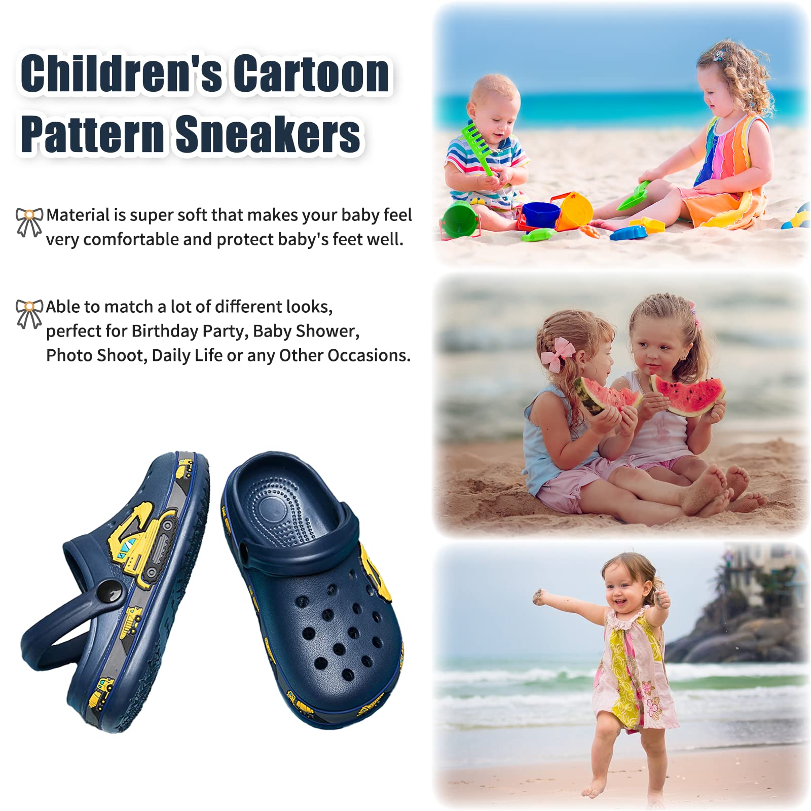 EDOTON Kinder Clogs und Pantoletten Weiche und Bequeme Gartensandalen Für Kinder Leicht rutschfest mit Niedlichen Muster Baby Hausschuhe （Unisex）