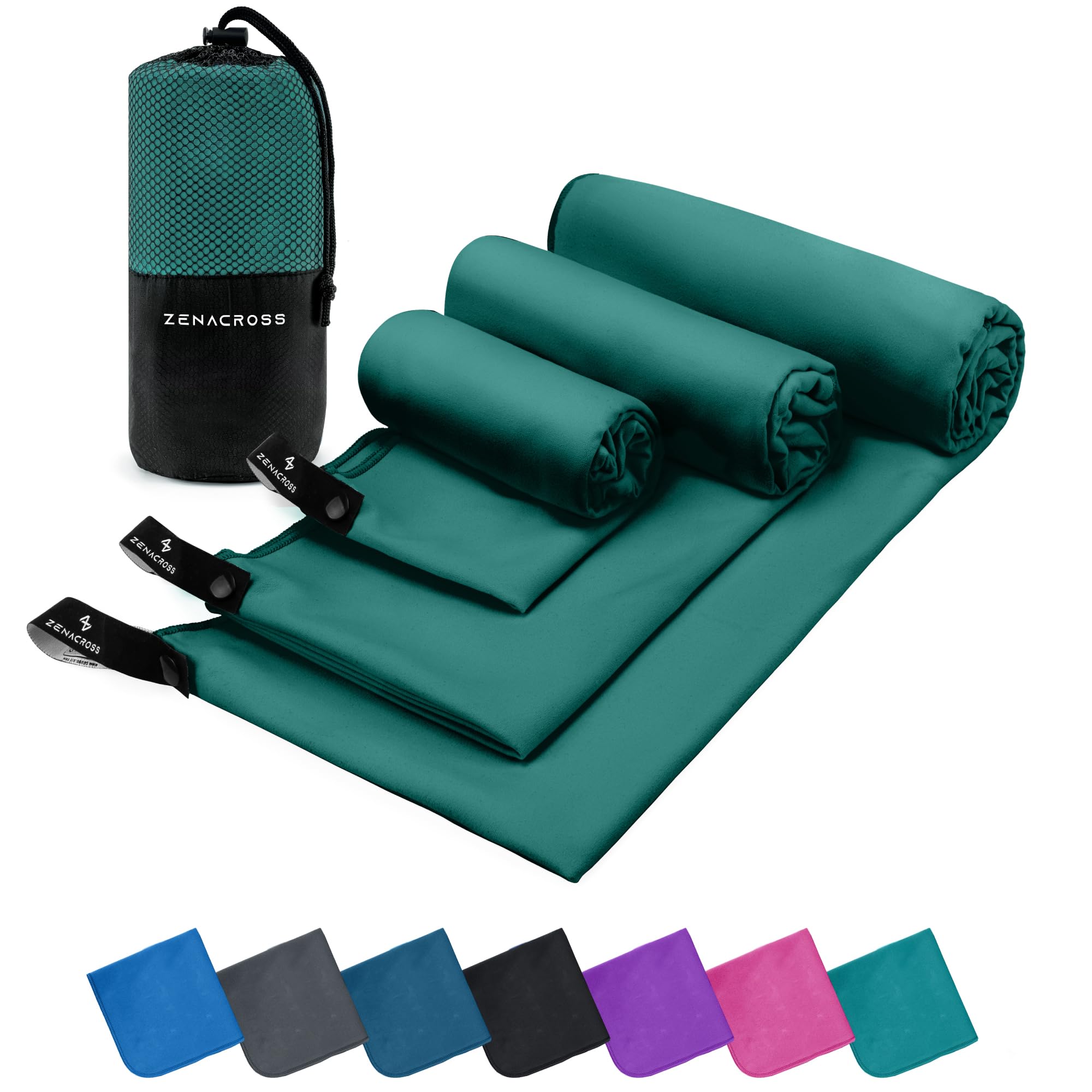 ZENACROSS Toalla Gimnasio con Bolsa de Transporte - Toalla Microfibra de Secado Rápido y Versátil - Toallas Gimnasio Talla S - 100 x 50 cm - Azul Marino — view 18