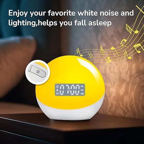 Miniatura 3 de WKLVLM Reloj despertador inteligente con luz nocturna, reloj de máquina de sonido para niños, entrenamiento de sueño profundo, alarma personalizada
