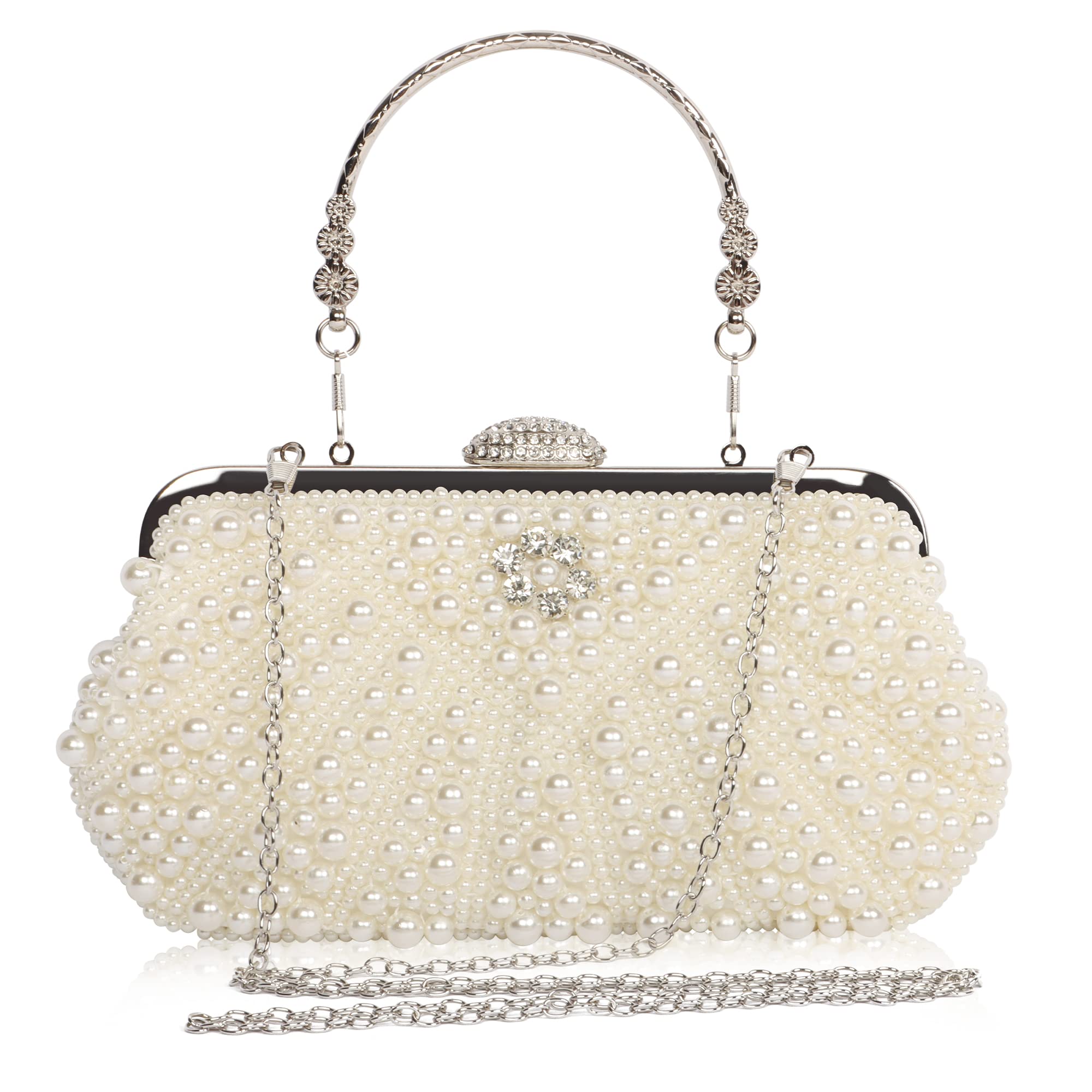 Beaface Women's Clutch Bag Beaded Pearl Clutch Bags for Women, Evening Clutch Handbag Crossbody Bags for Wedding Prom Party Gift for Mom Wife