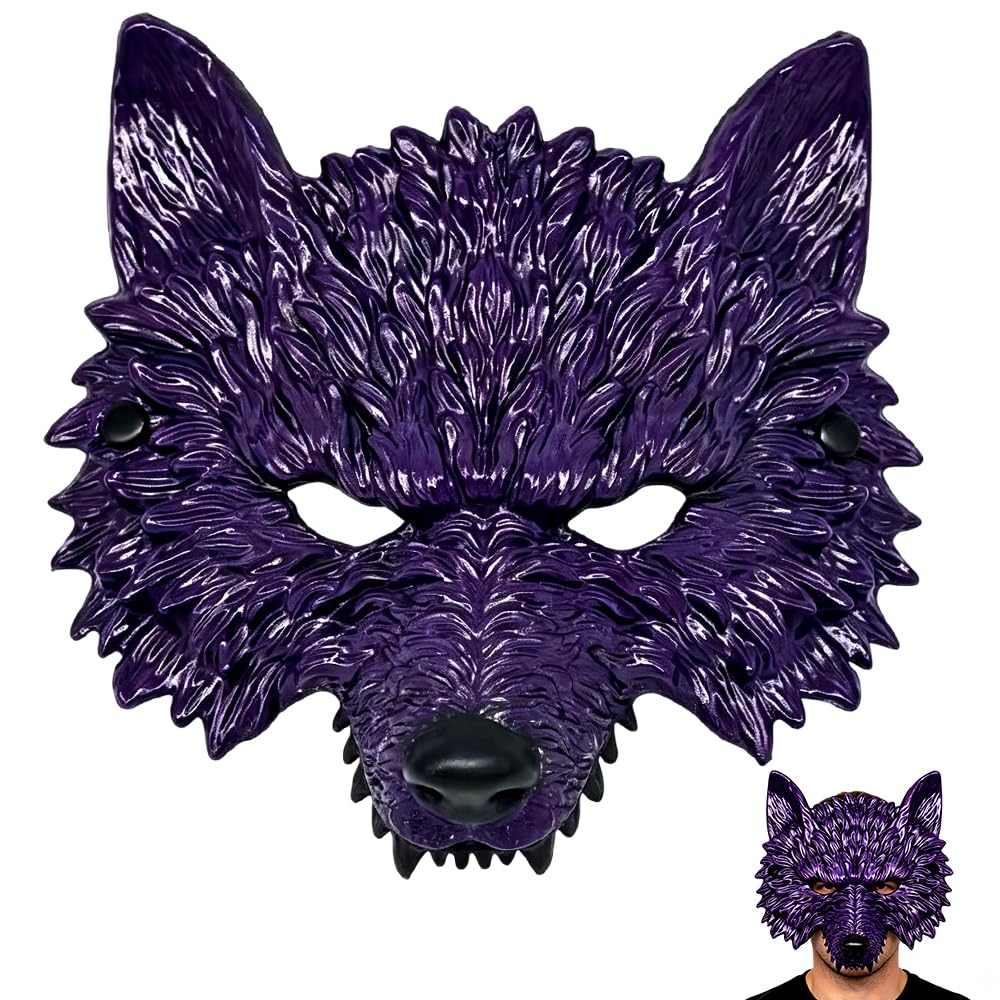 VorPrillynt Wolf Mask, Realistic Wolf Mask, Werewolf Costume Head, Werewolf Costume Set, Halloween Half Face Werewolf Animal Masquerade Props, for Cosplay Christmas Party Stage Performances - Pupule — image 1