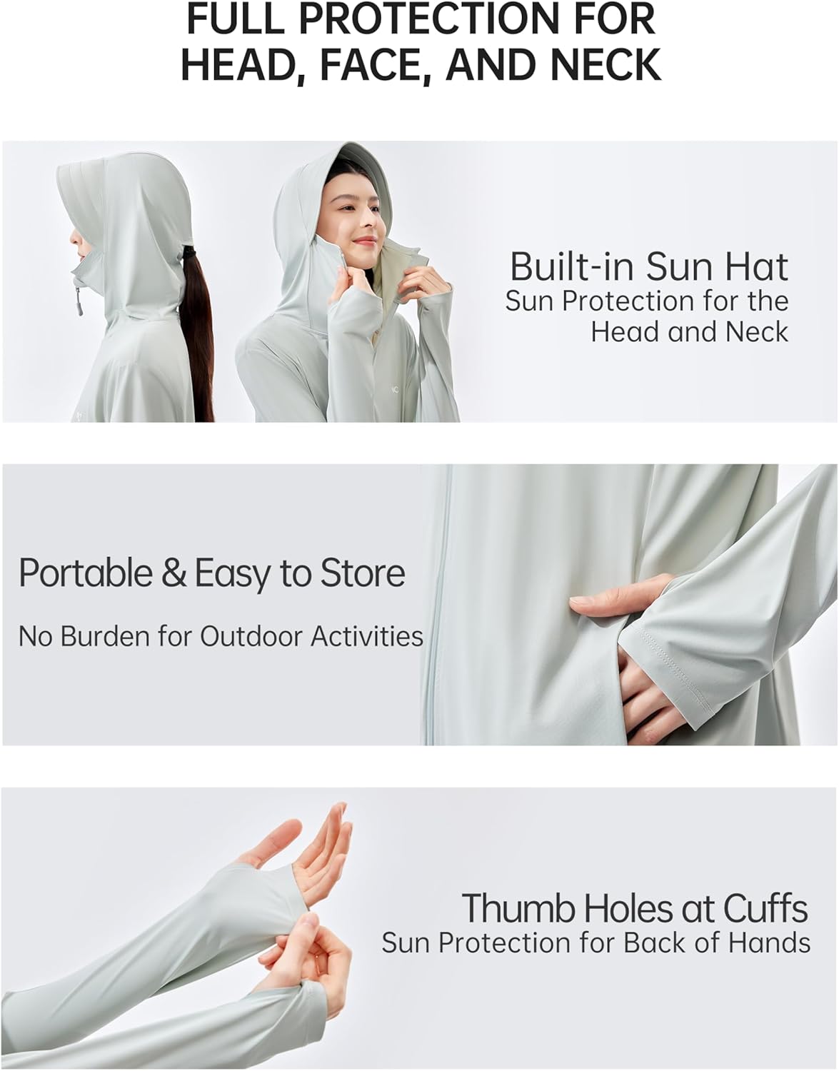 UPF 50+ Sun Protection Zip Up Hoodie Women Lightweight Long Sleeve Jackets for Women with Pocket Ourdoor - Image 5