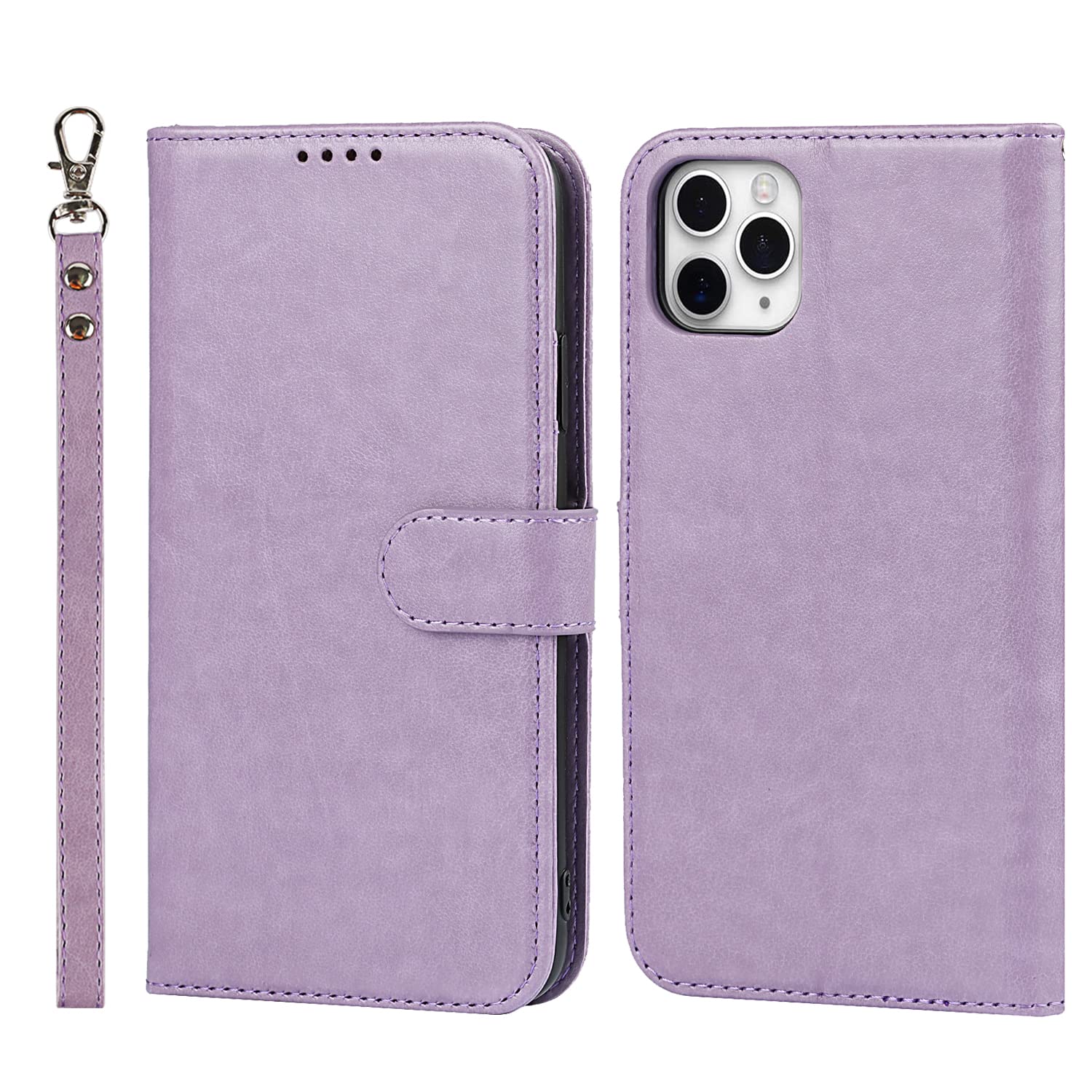 CAVOR Leder-Handyhülle Für IPhone 11 Pro – Mit 4 Kartenfach, Ständer & Magnetverschluss In Violett