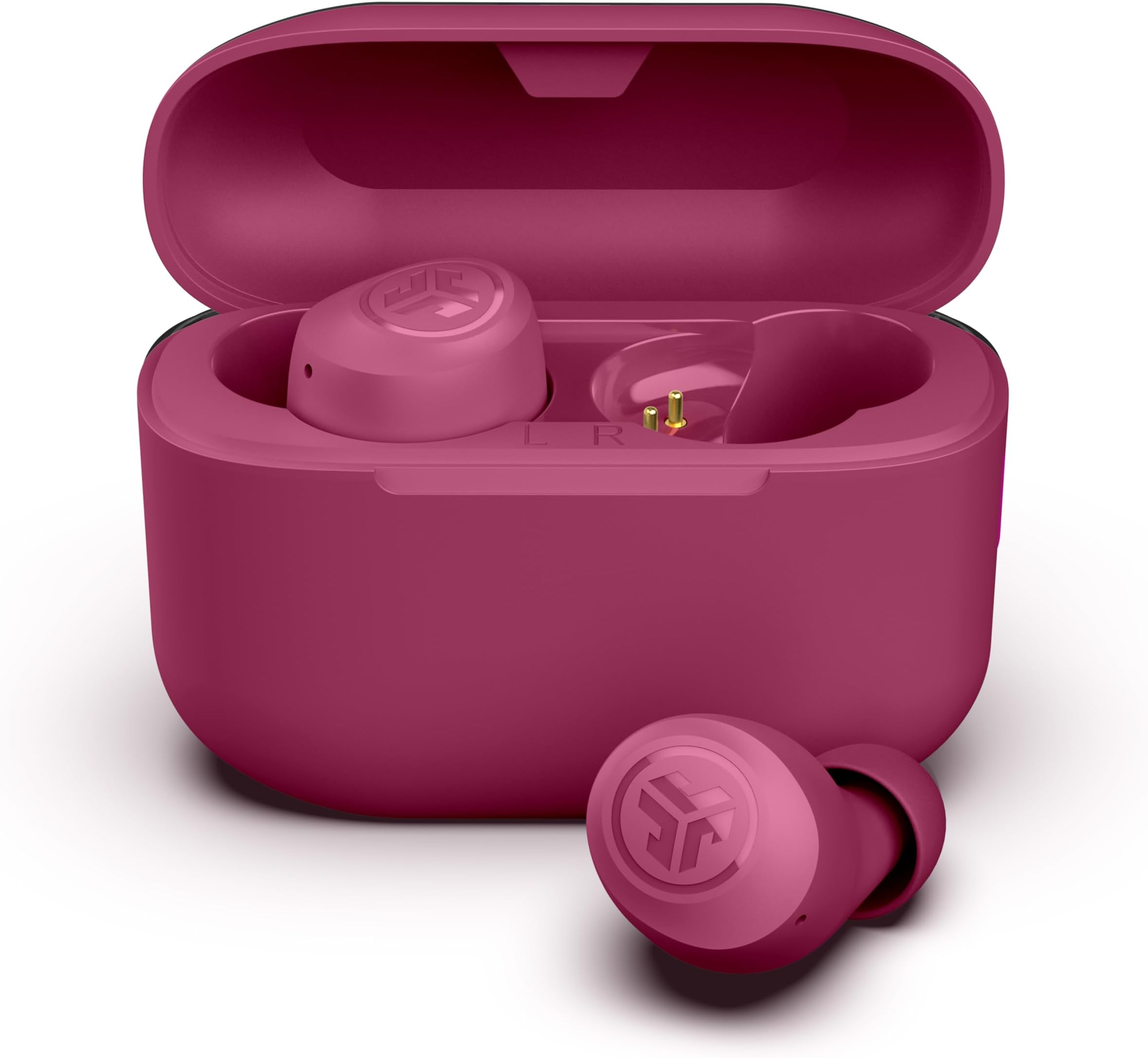 JLab Go Air Pop+ True Wireless Earbuds, In Ear Headphones, Bluetooth Earphones, 35H Playtime Ear Buds, Bluetooth Earbuds with Microphone, USB-C Charging Case, Dual Connect, EQ3 Sound, Dark Pink