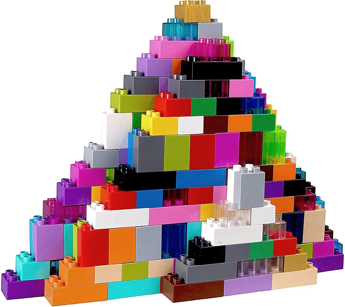 Building Toy Big Blocks - Compatible con Lego Duplo Set for Toddlers & Kids Creative Play & Learning, 108 Set/Solid & Clear Rainbow