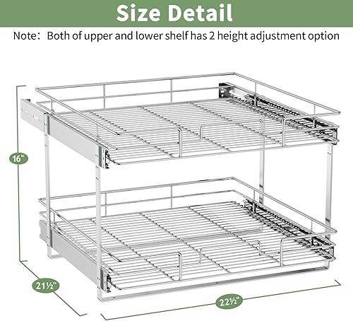 Miniatura 4 de ROOMTEC Organizador de armario extraíble (22 pulgadas de ancho x 21.5 pulgadas de profundidad), 2 niveles de almacenamiento extraíble para cajón de