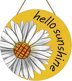 Summer Decorations for Home Daisy Summer Door Decor Hello Sunshine Door Sign Daisy Wreaths for Front Door Wooden Front Door Hanger Hanging Sign for Office Porch Wall Indoor Home Decor
