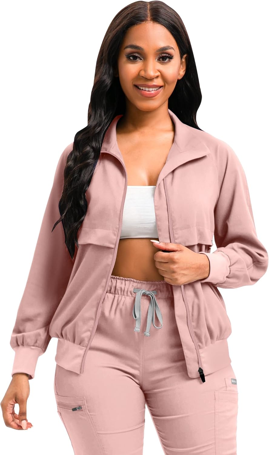 Scrubspro Scrub Jackets long Sleeve Medical Scrub Jackets for Women Zip Front
