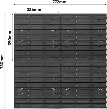 Storage System Wall Shelf 772 x 780 mm Tool Holders and Stacking Boxes - Wall Plates Extra Strong Workshop Shelving Unit