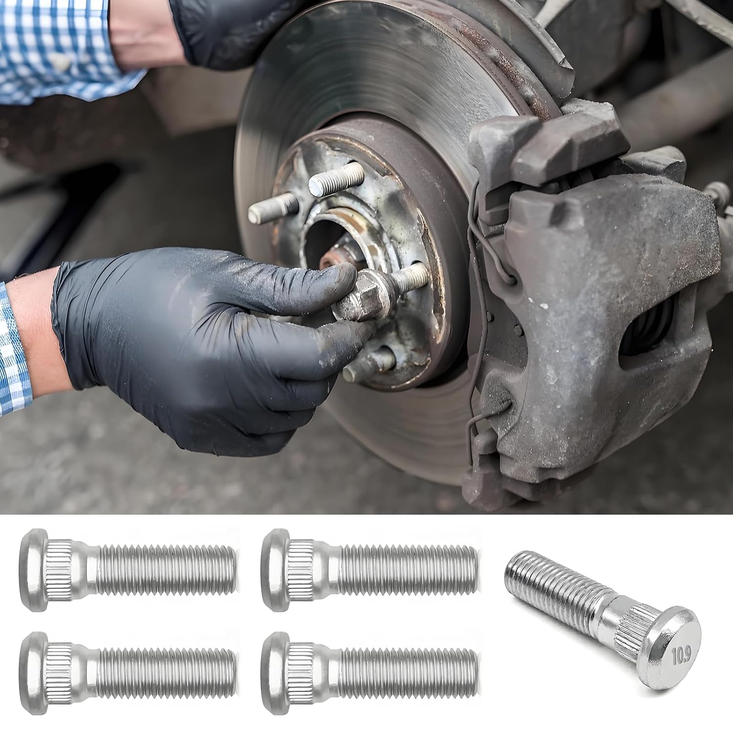 5PCS Wheel Studs, Steel Tire Studs M12x1.5 & 48mm Long, Wheel Stud Car Accessories, Replaces OEM#610-266 90942-02049, Compatible with Toyota Chevy Lexus Scion Pontiac (5pcs)