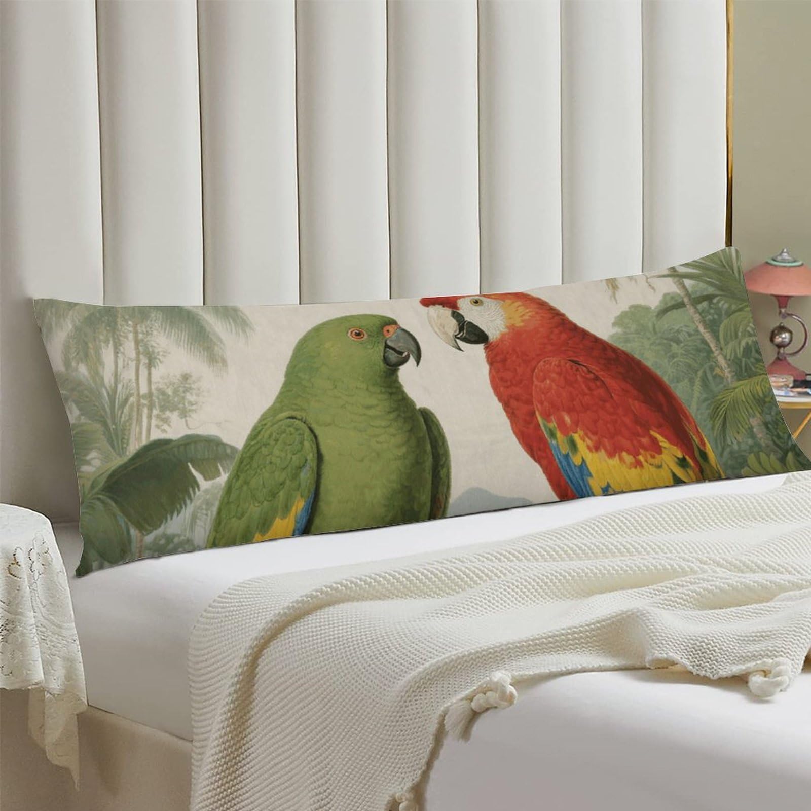 Body Pillow Cover 20x54 Long Pillow Case with Invisible Zipper Breathable Microfiber Parrot Pillowcase Soft Cozy Protector for Bedroom Couch Sofa Bed Home Decor All Seasons
