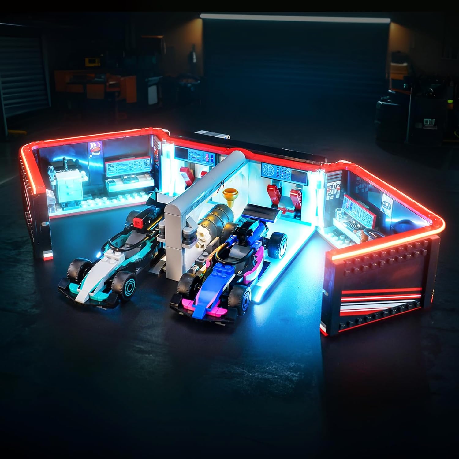 LED Lighting Compatible with Lego F1 Garage & Mercedes-AMG & Alpine Cars 60444, Light Kit Compatible with Lego 60444, NOT Included The Model Set