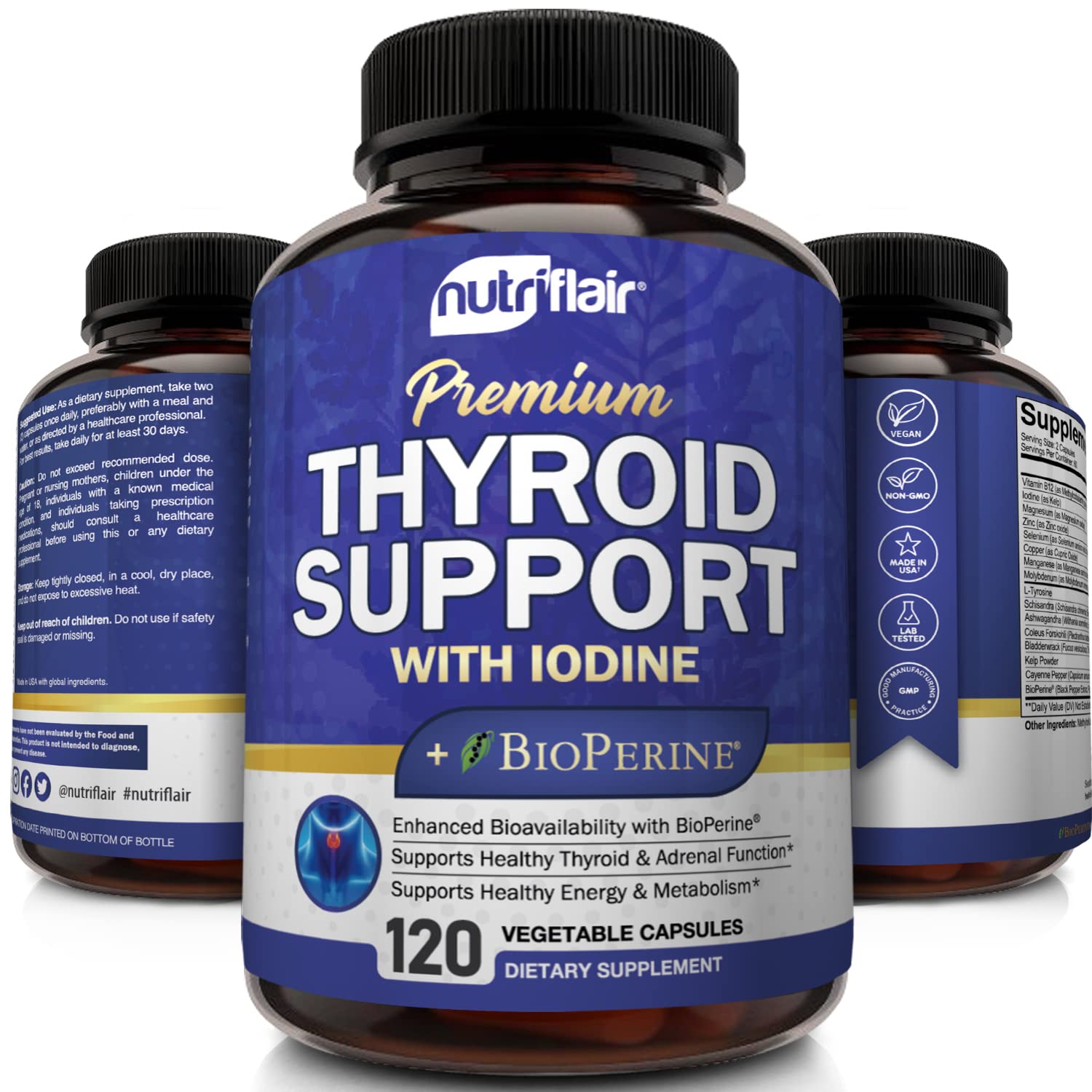 NutriFlair Thyroid Support Complex with Iodine, B12 & Ashwagandha, 120 Caps — Amazon image 4