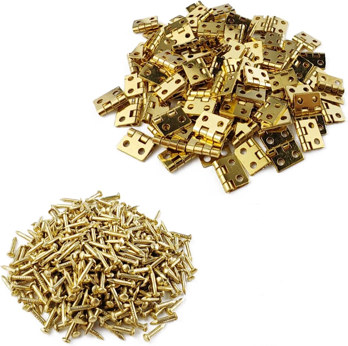 GXXMEI 100PCS Mini Hinges Pure Copper Cabinet Drawer Butt Hinges Connectors Miniature Furniture Wooden Box Jewelry Chest Box Cabinet DIY Accessories (Gold)