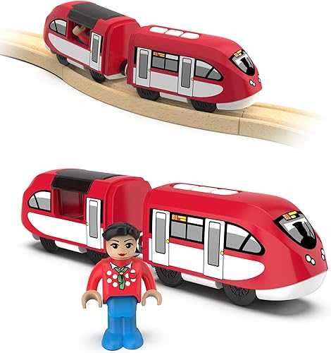 Locomotora motorizada para pista de madera, juguetes de tren a pilas para niños pequeños, juego magnético compatible con Thomas, Brio, Chuggington,