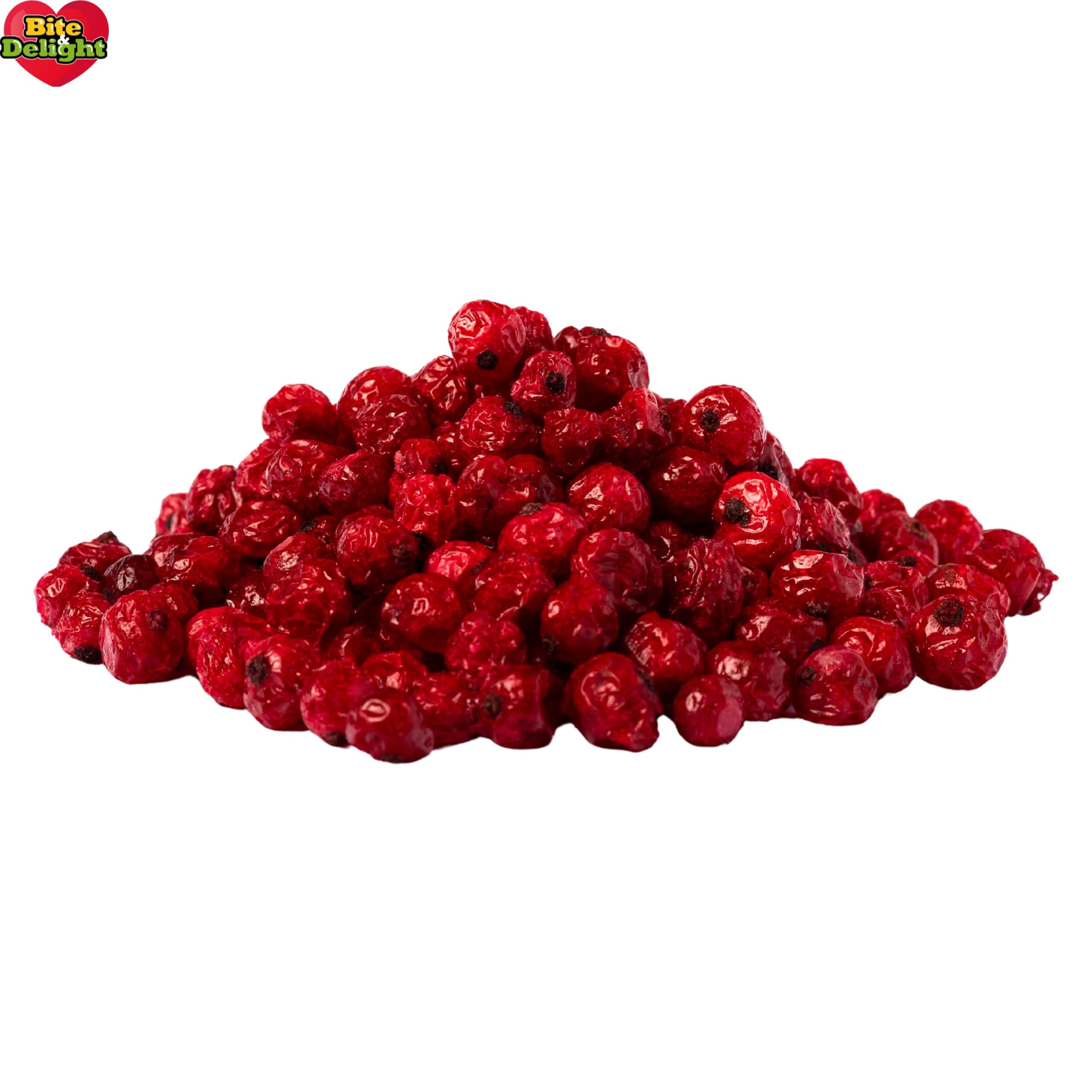 Bite & Delight 200g Grosellas Rojas Liofilizadas Ácidas y Crujientes – Snack Saludable Sin Azúcar Añadido, Fruta Liofilizada Natural