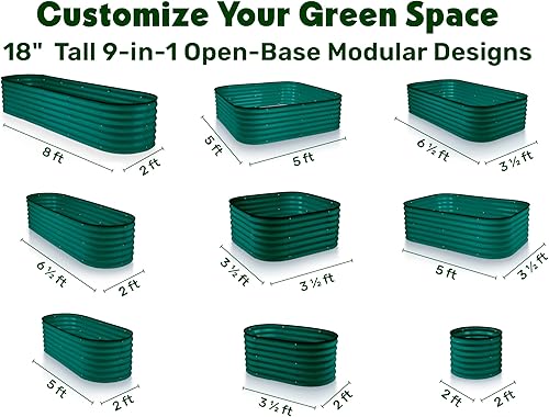 Miniatura 2 de Jardinera elevada de acero galvanizado 9 en 1 Maceta modular de 8 x 2 x 1.5 pies para jardinería, verduras, flores, camas de jardín elevadas de