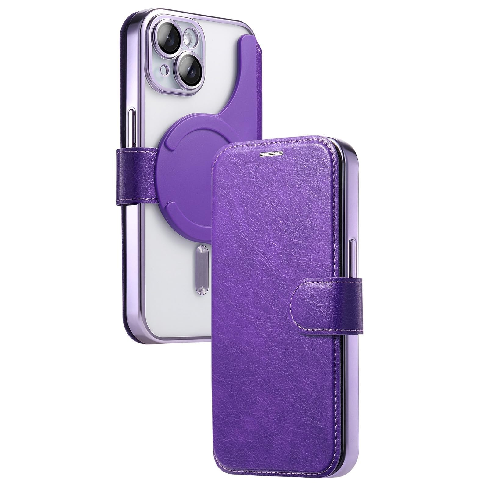 Coque iPhone 16 Pro violette avec étui détachable à rabat magnétique