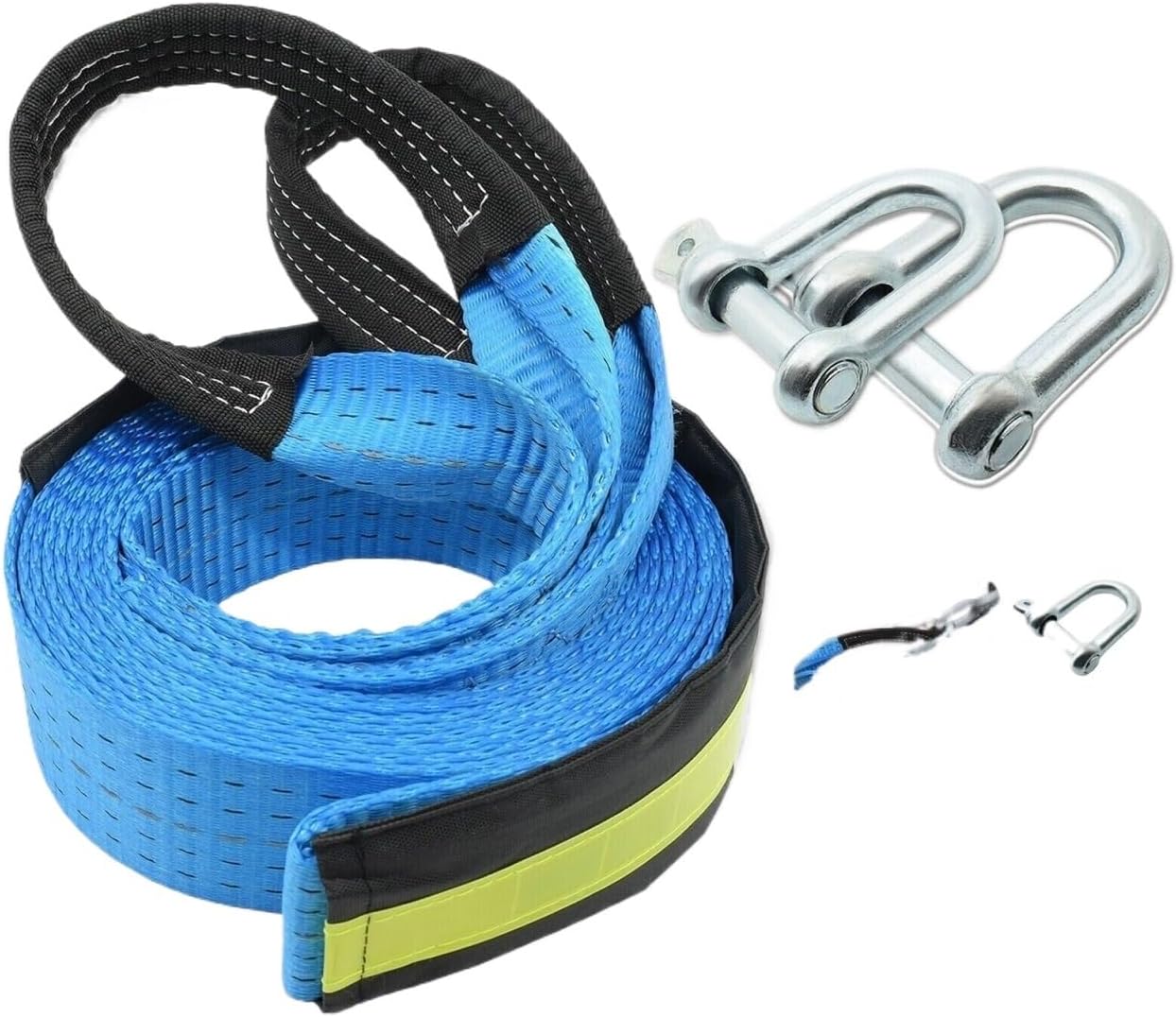 Heavy Duty 8 Ton Rope, 5 Meters 16 Feet Length, Comes with 2 Shackle, Suitable for Road Rescue, Strong Tow Strap