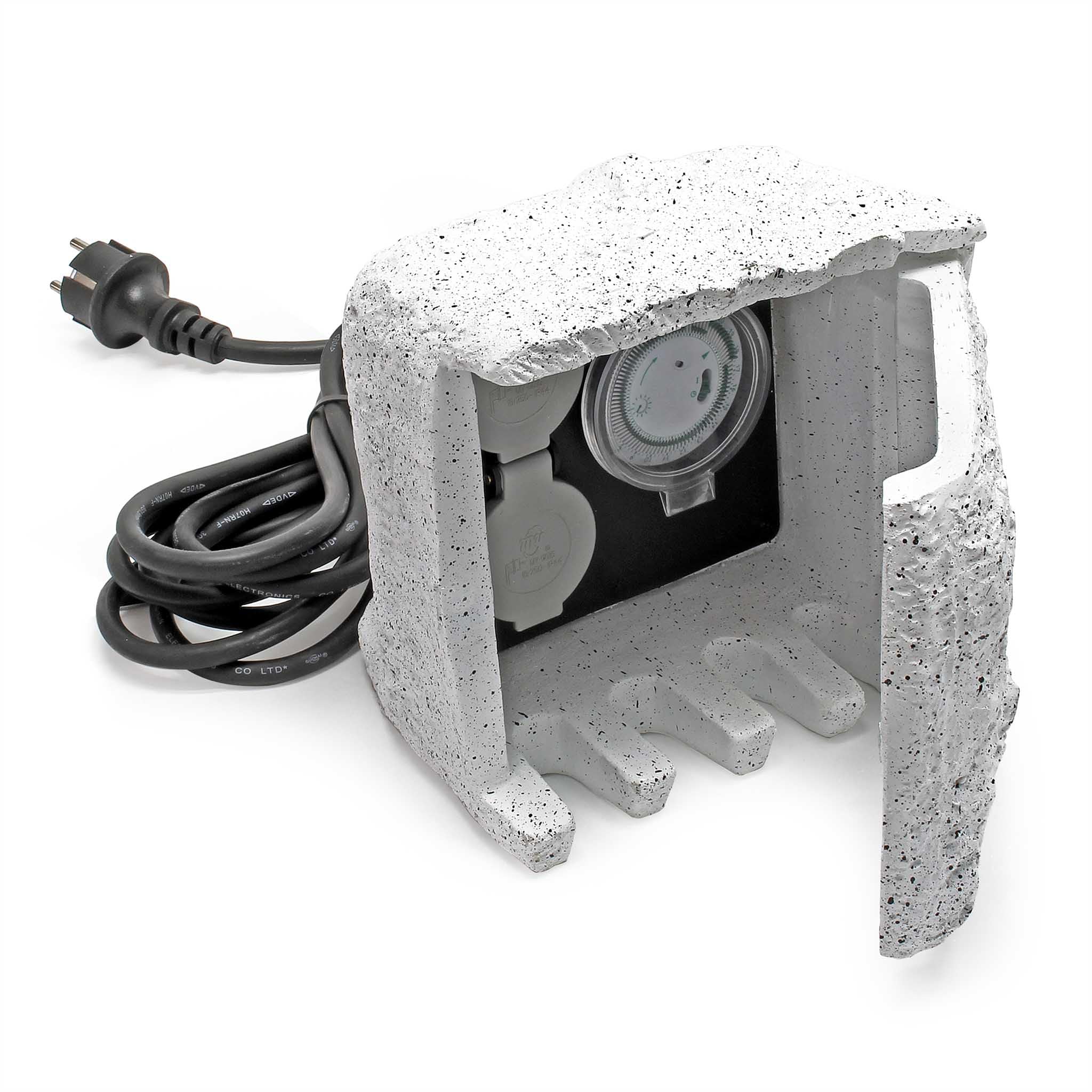 KESSER® Enchufe De Jardín Con Aspecto De Piedra Con 4 Tomas - Con Función WiFi Control Vía App