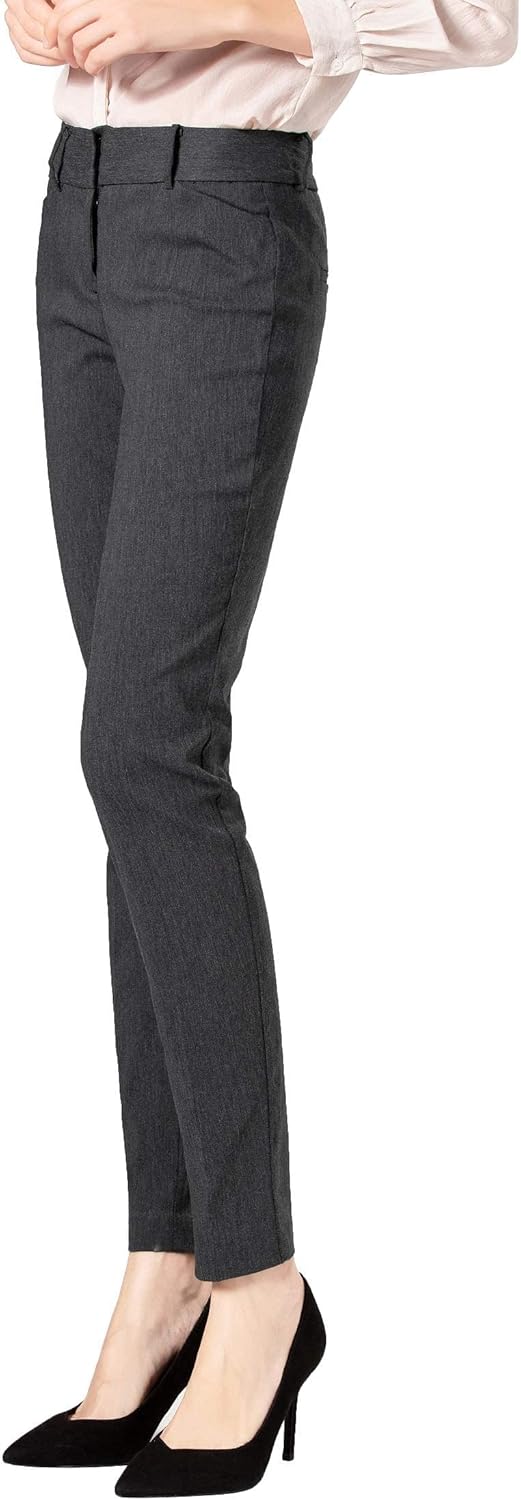 SATINATO Women's Straight Pants Stretch Slim Skinny Solid Trousers Casual Business Office - Image 5