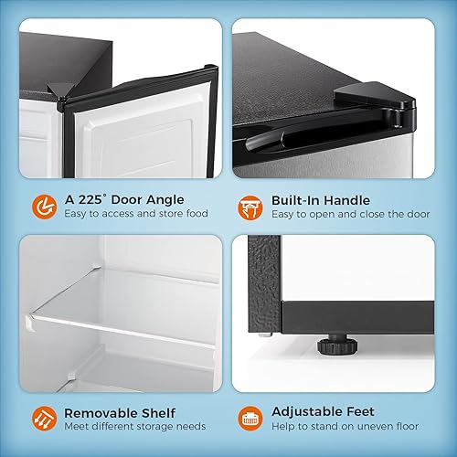 Miniatura 61 de Kismile Congelador vertical, mini congelador de 3.0 pies cúbicos con puerta individual reversible, estantes extraíbles, congelador pequeño con Blanco