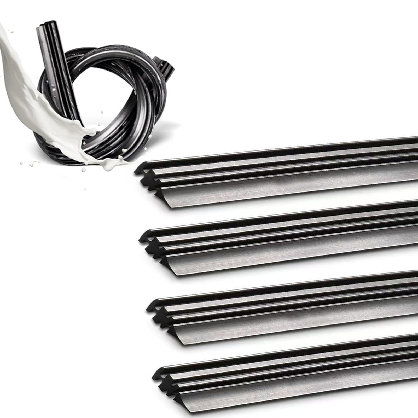 Silicone Wiper Blade Refills, 26 inch Wiper Refill Adjustable &amp; Universally Compatible with Windshield Frameless Wipers. DIY Cut to Size, Suitable for Cars, SUVs, Trucks, Vans, 4pcs
