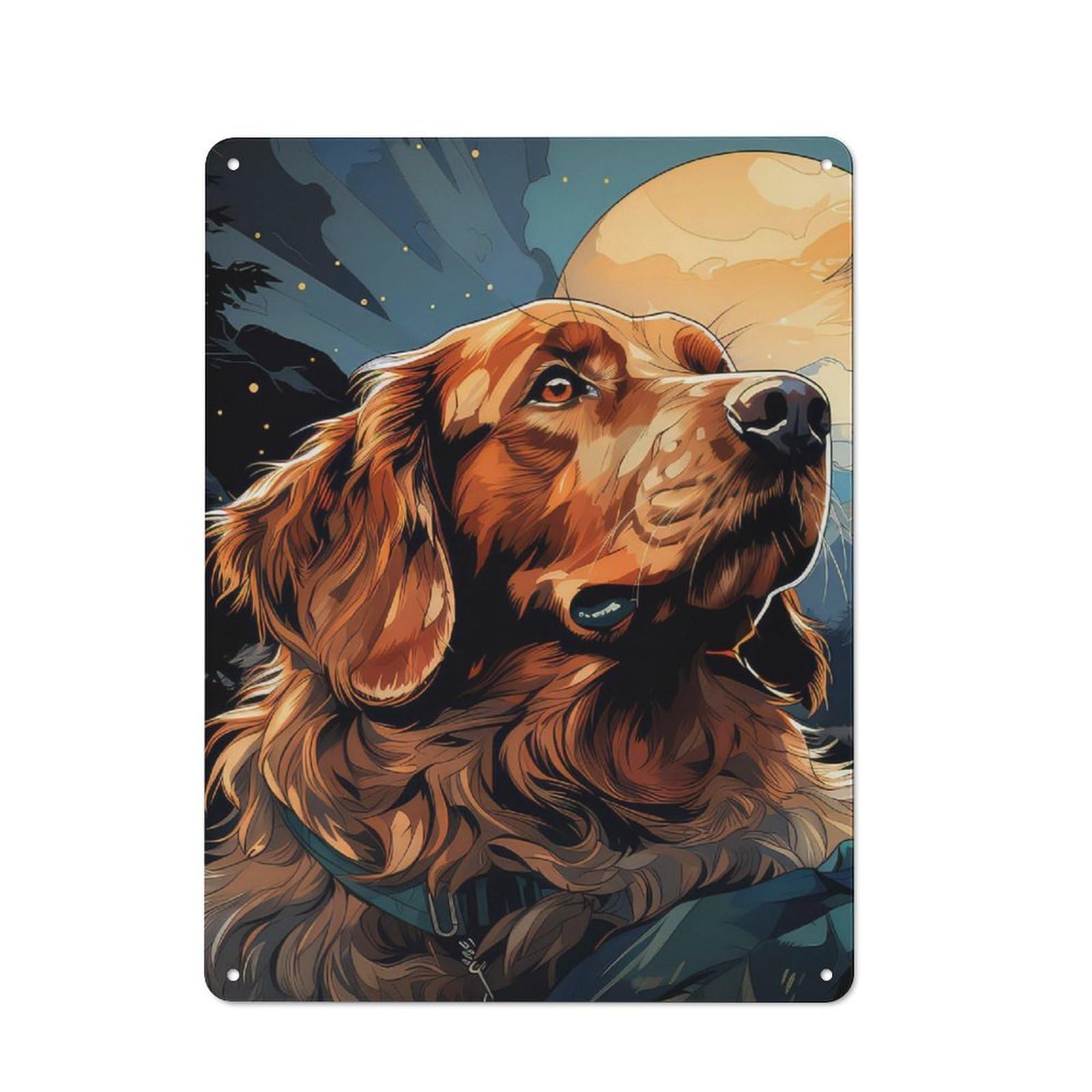 Junmoney Golden Retriever Dog Retro Tin Sign 40X30cm For Home Office Or Studio, Suited To Home Office Decor Fans