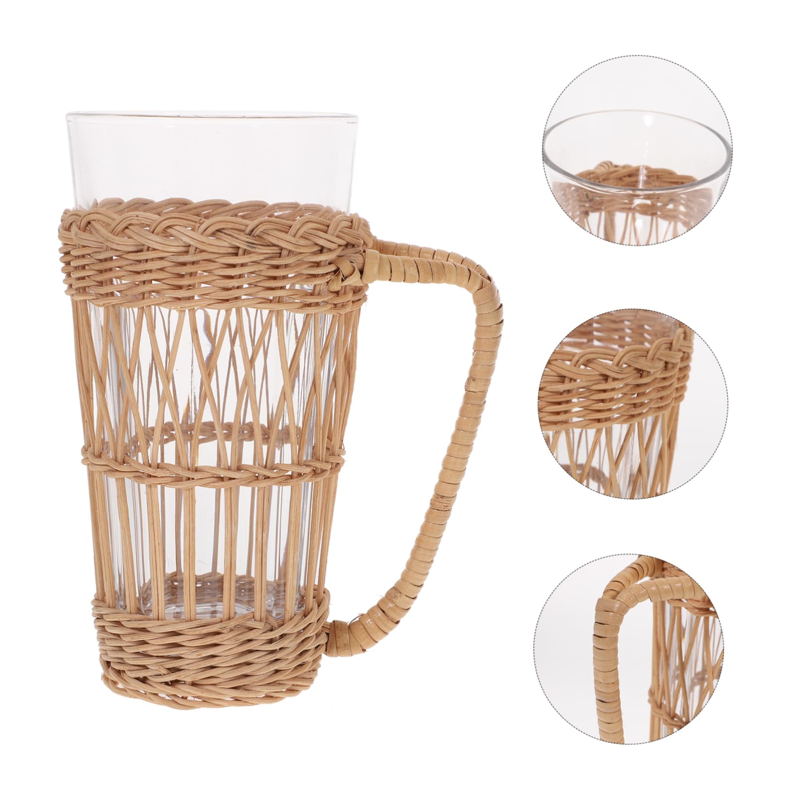 Garneck Rattan Glass Tea Cup Water Cup Creative Wine Cup Drinking Glasses Clear Coffee Mug Coffee Mugs Beverage Mugs Clear Espresso Cups Wine Cups Juice Glasses Water Glasses Pp Vine