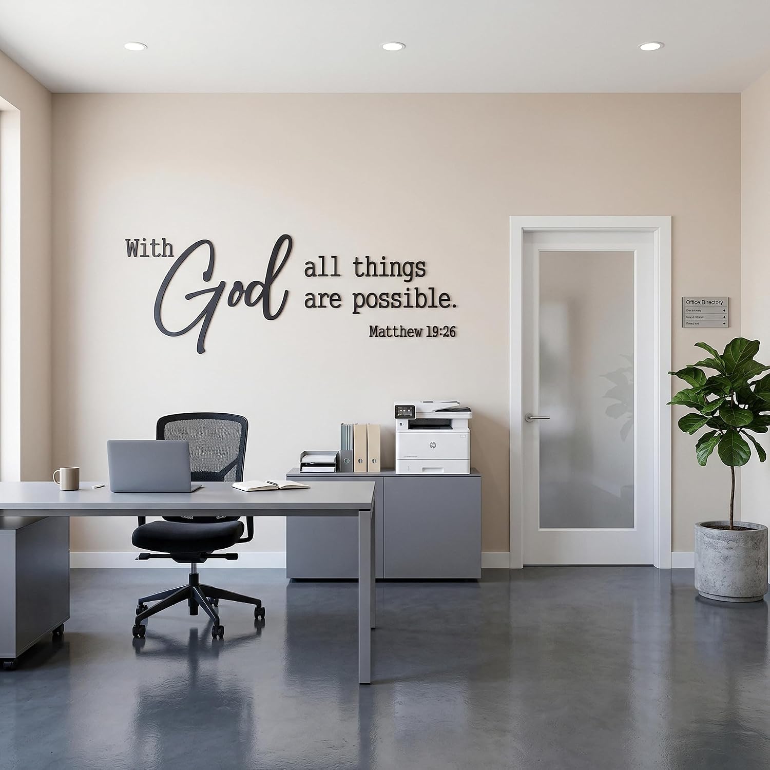 Christian Bible Verse Wall Art Decor With God All Things Are Possible 47.7" x 17.6" Wooden 3D Letters Matthew 19:26 Scripture Sign Inspirational Gift for Jesus Christ lords Prayer Room Church Home (Black, 47.7IN) Black 47.7IN x17.6IN