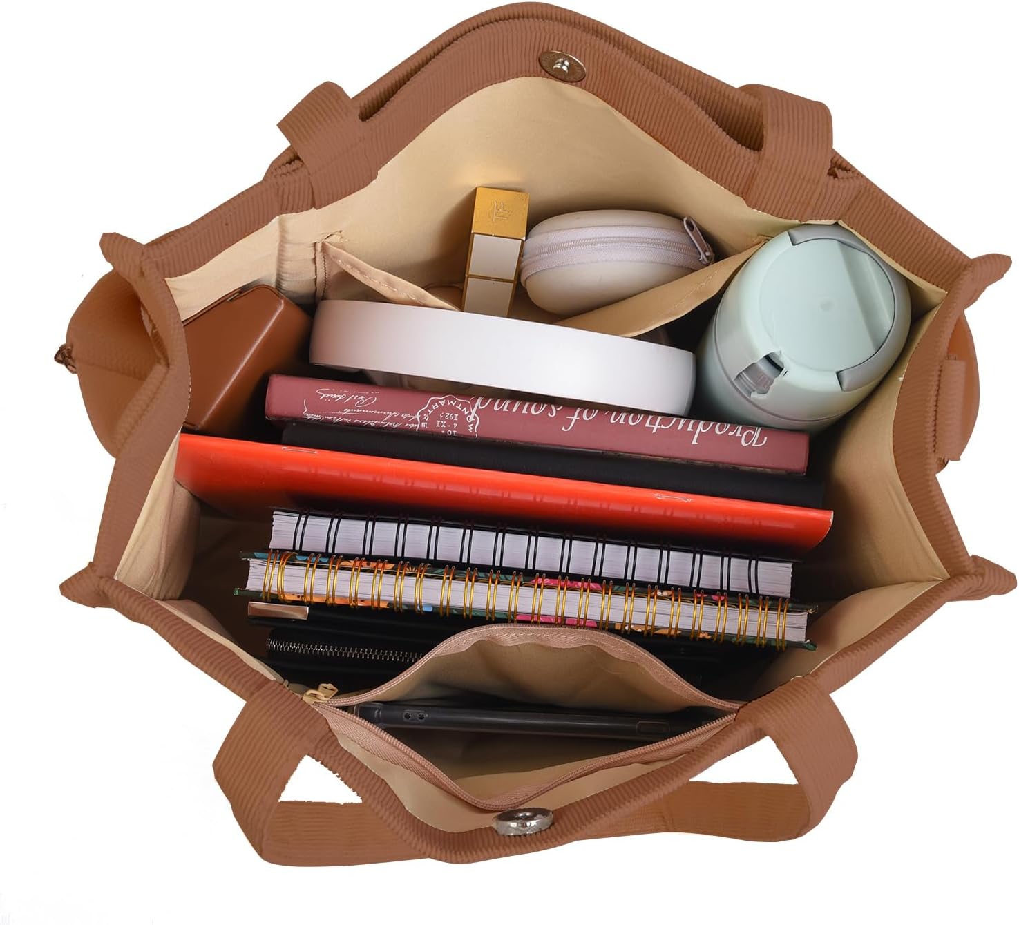 Valleycomfy Corduroy Tote Bag for Women Travel Crossbody Bag Purse Women Shoulder Bags Work Handbags Everyday Hobo Bag - Image 7