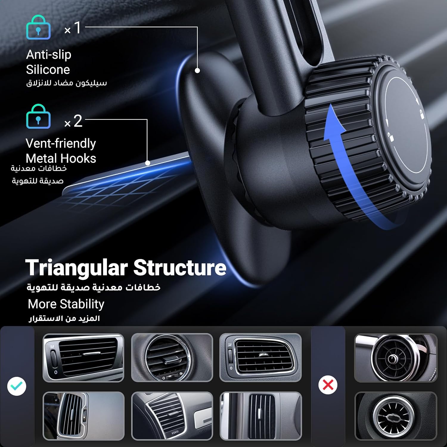UGREEN for Magsafe Car Phone Holder Magnetic Car Mount, , One-hand Auto Lock, Metal Hook Mobile Holder, Fit for iPhone 17/16/15/14, Samsung S25/24/23, 5.8-7.2" Smartphone | Model iPhone 17 2026 - view 3