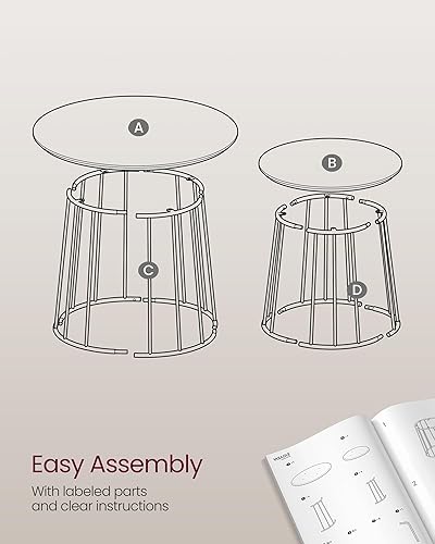 Miniatura 7 de VASAGLE ULCT045B56 - Mesas auxiliares redondas redondas con marco de acero, para sala de estar, dormitorio, color negro ébano