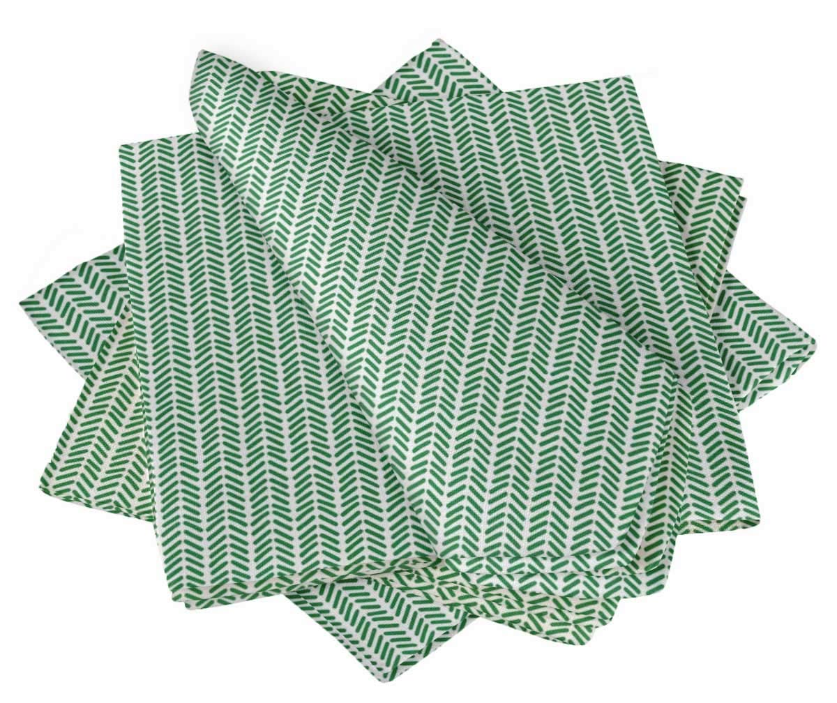 Serviettes de table géométriques imprimées S4Sassy lot de 6 essuie-mains carrés en tissu vert