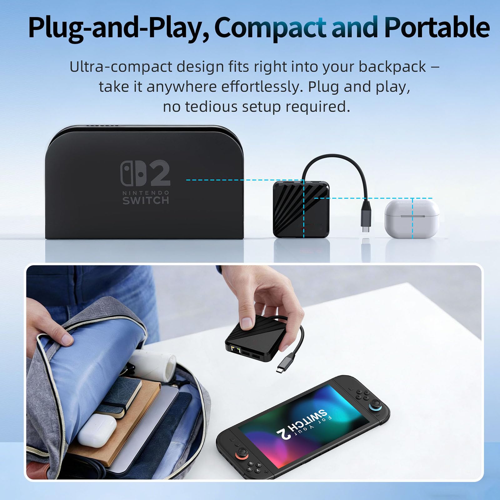 Hub dock di espansione multi-interfaccia portatile Adattatore per mirroring dello schermo HD Connettore convertitore USB-C per Nintendo Switch 2/1 per Rog Ally per Steam Deck Console di gioco