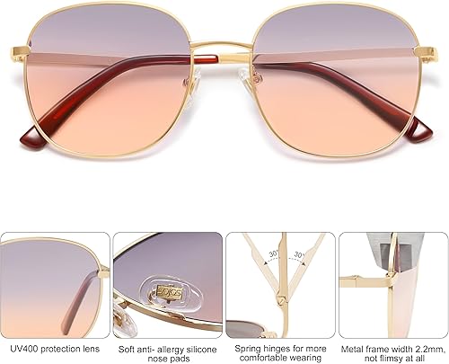 Miniatura 2 de SOJOS - Lentes de sol clásicos cuadrados para mujer y hombre con bisagra de resorte SJ1137