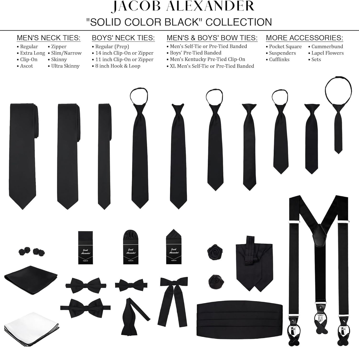 Jacob Alexander Men's Extra Long Solid Color Tie - Image 6