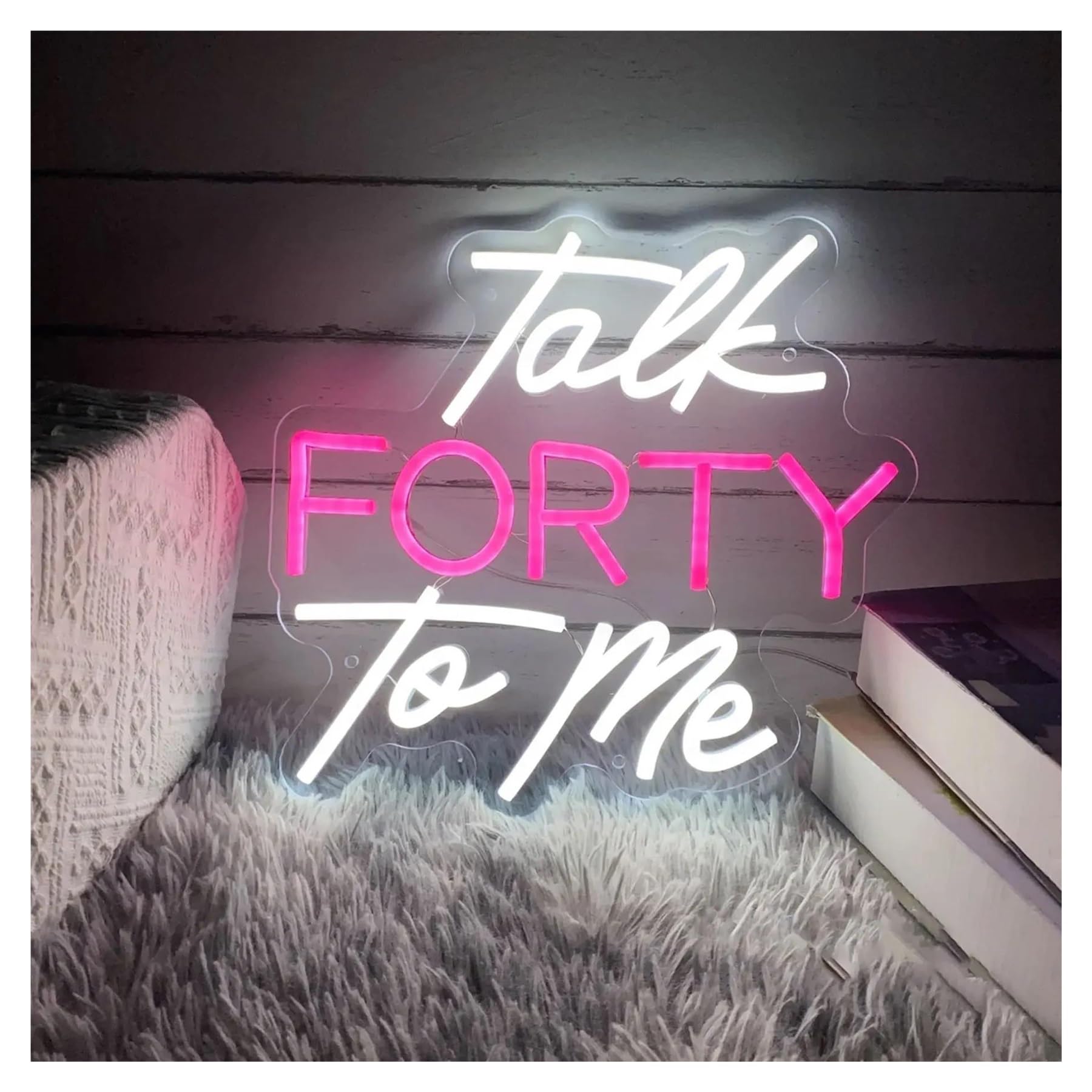 XENITE Hanging Art Neon Signs Talk Forty to Me Neon Sign 40th Birthday Personalzied Atmosphere Home Beauty Salon Wall Hanging Decorative 36x36cm