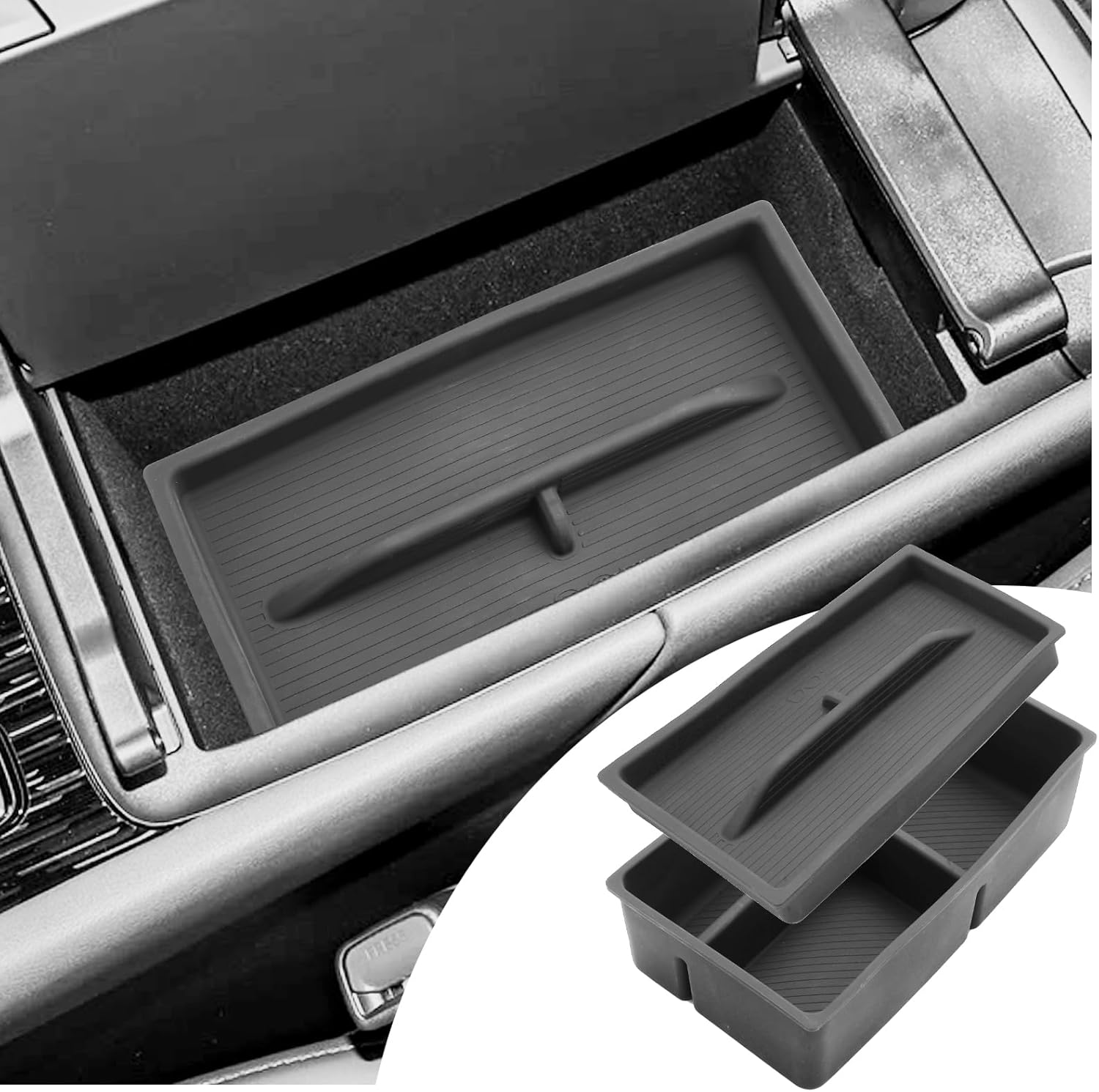 SHAOHAO 2 Pcs for 2025 2026 Lexus RX 350 Center Console Organizer for 2023 2024 2025 2026 Lexus RX 350/350h/450h/500h Accessories Console Tray RX 350 RX 350h RX 500h Double Layer Armrest Storage Box