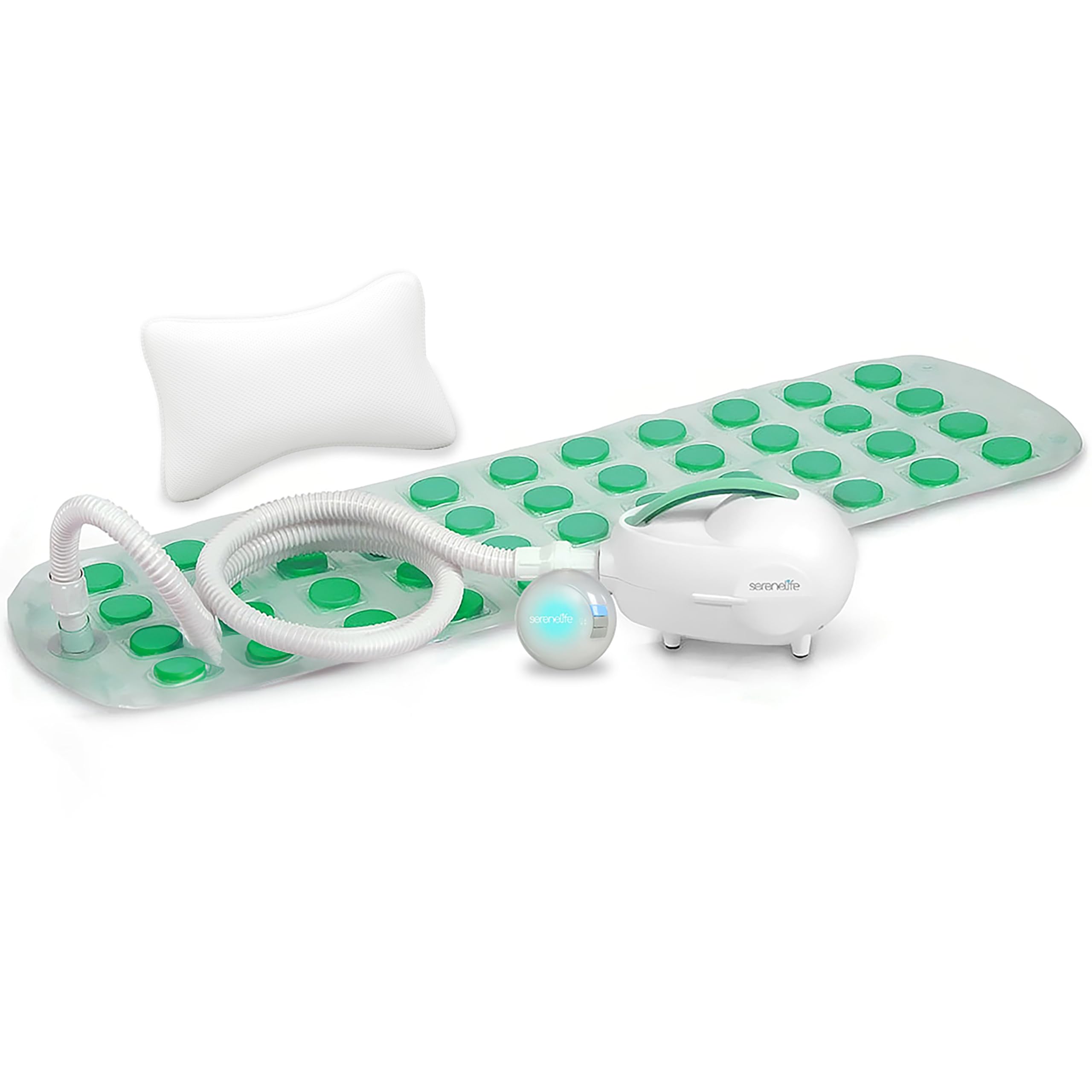 SereneLife Manta de Hidromasaje para Bañera con Burbujas, SPA Portatil con Luz LED Impermeable, Almohada, Intensidad Ajustable, Mando a Distancia, Relajante