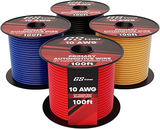 GS Power 400ft CCA 10 Gauge Wire Automotive, 4 Colors 100ft per Roll, 10 AWG 12v, Flexible Speaker Electrical Wire Low Voltage Primary for Car Stereo Audio Trailer Harness Hookup Wiring DIY
