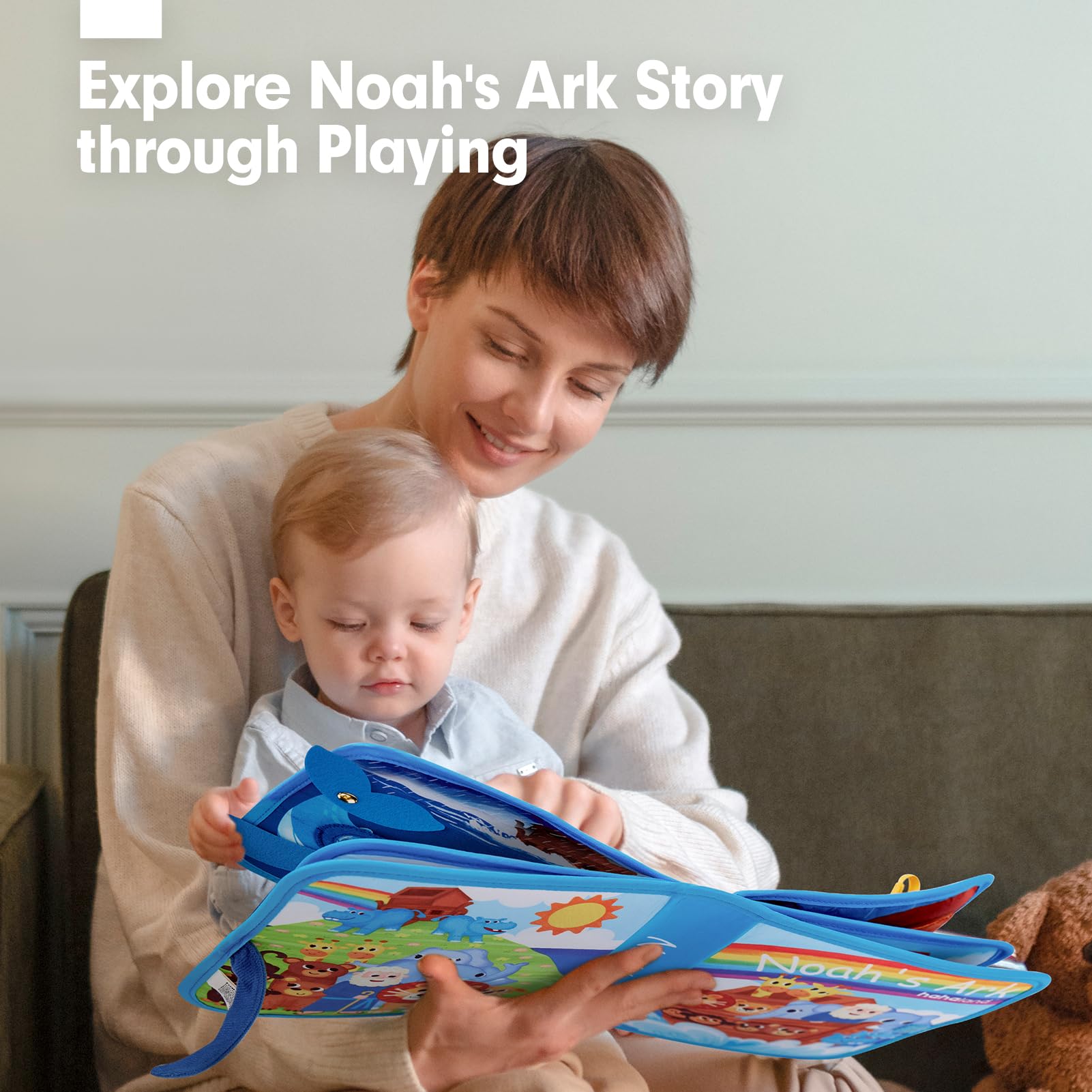 hahaland Noah's Ark Toy Busy Book for Toddlers 1-3 - Baptism Gifts for Boys Girls - Montessori Toys for 1 Year Old, Sensory Early Learning Educational One Year Old Boy Birthday Christian Church Toys
